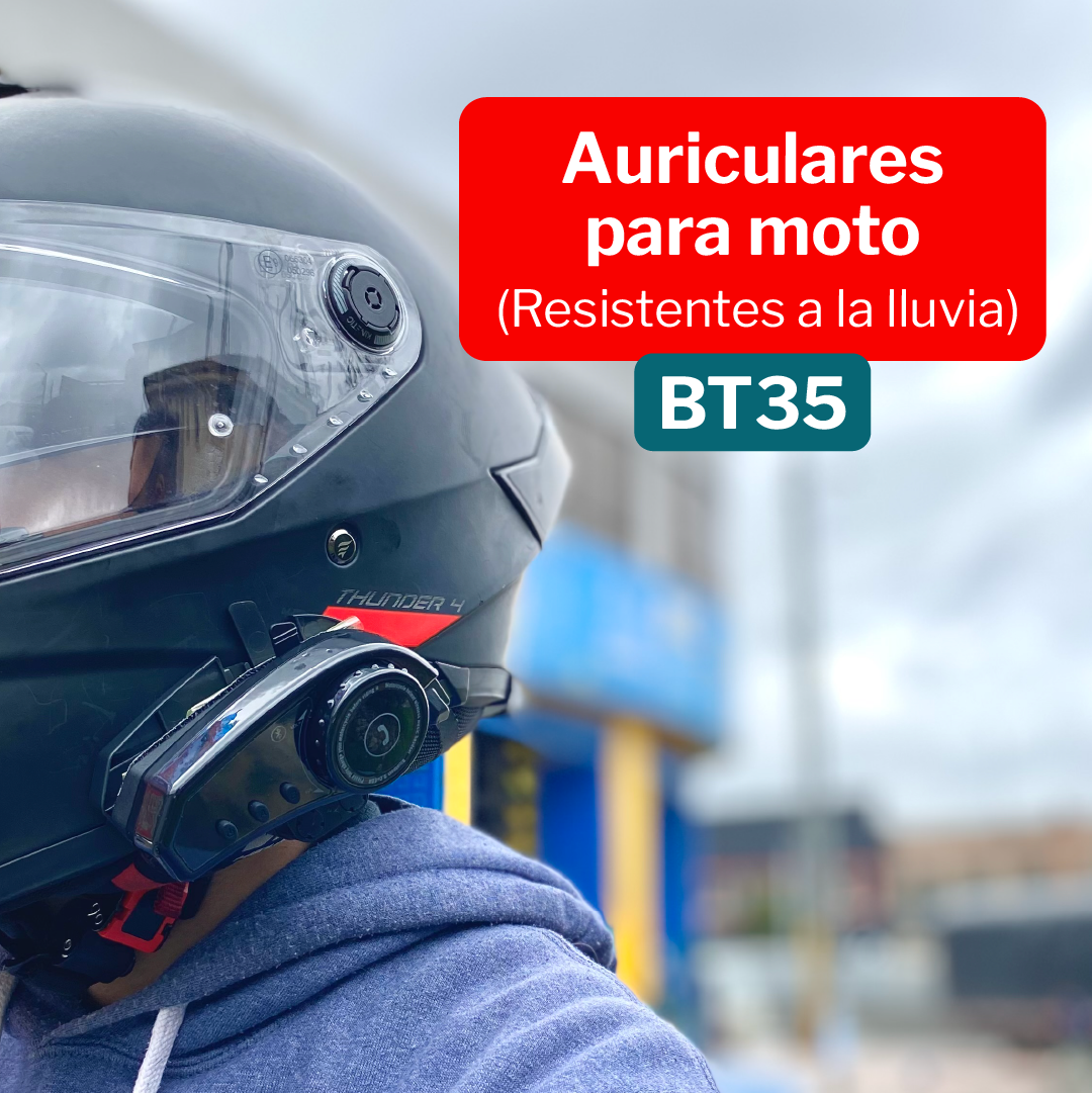 Audífonos Bluetooth Recargables Para Casco Moto Estéreo BT35 B2B