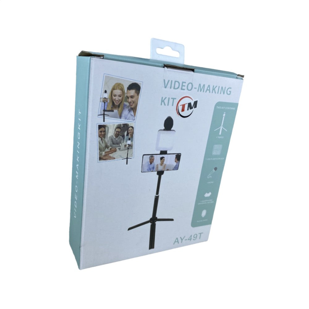 Kit Todo En Uno Para Videos Microfono + Luz + Tripode AY-49T B2B