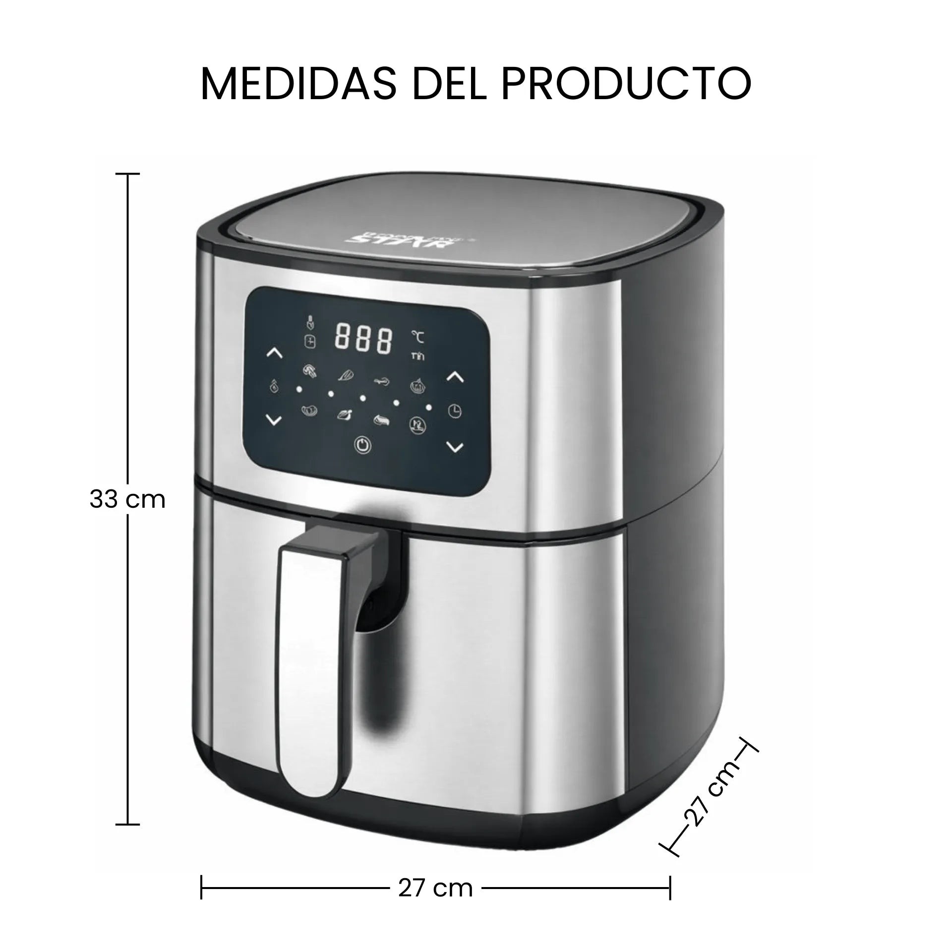 Freidora De Aire Winning Star 5.5L Con Panel Táctil Digital y Sistema De Protección Contra Sobrecalentamiento ST-2041
