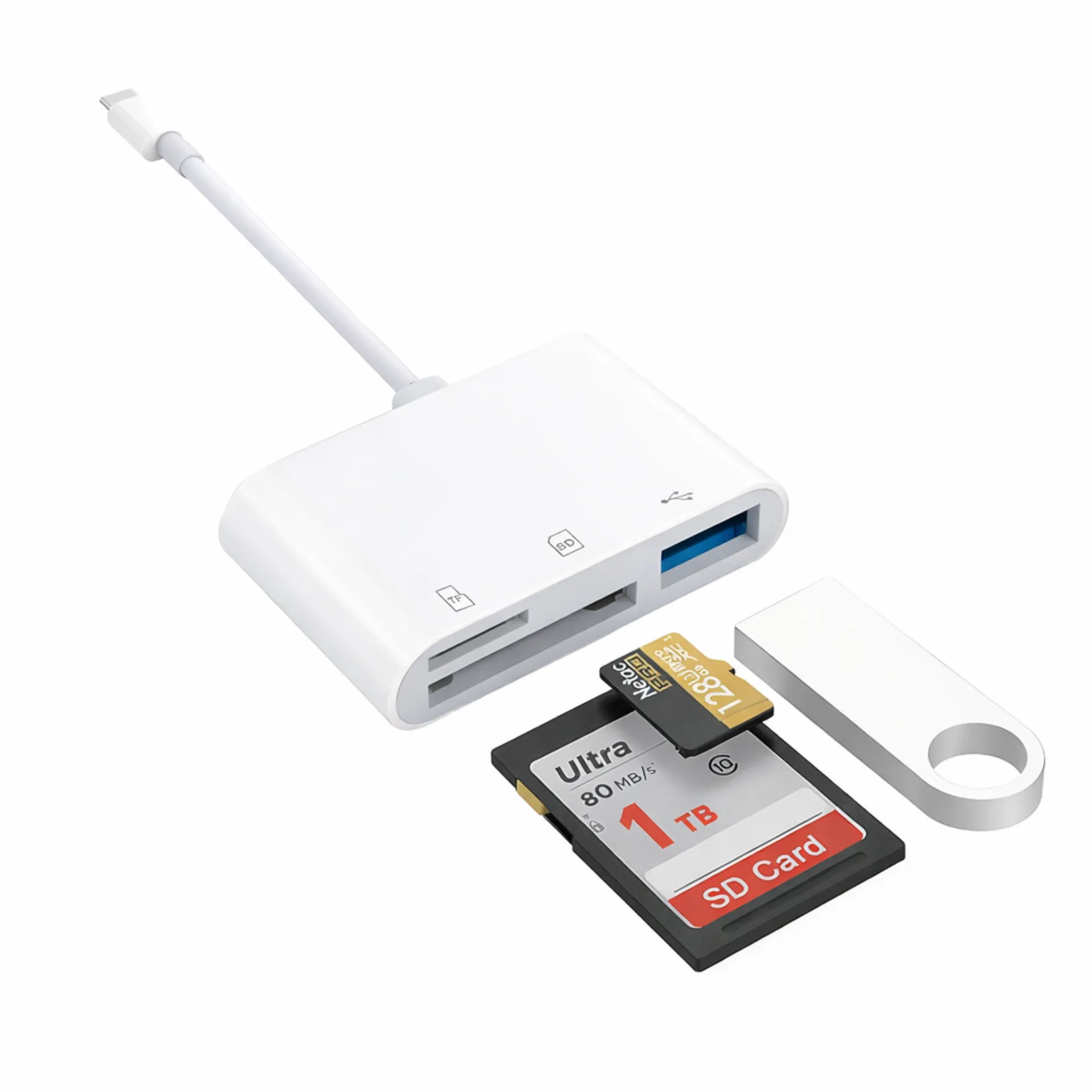 Adaptador Lector De Tarjetas SD TF USB 3 En 1 Entrada Tipo C LJ-55