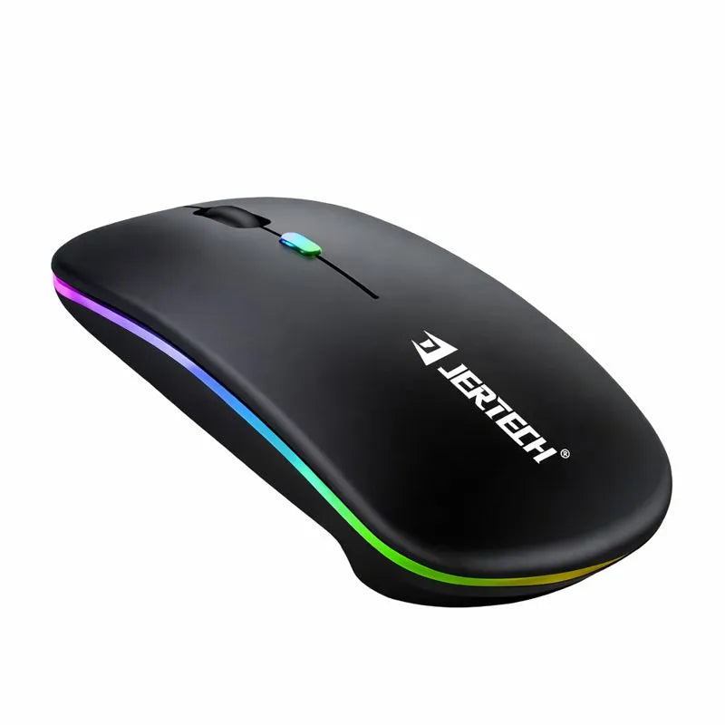 Mouse Inalámbrico Recargable Bluetooth Y USB 2.4G Con Luz RGB Jertech JR3