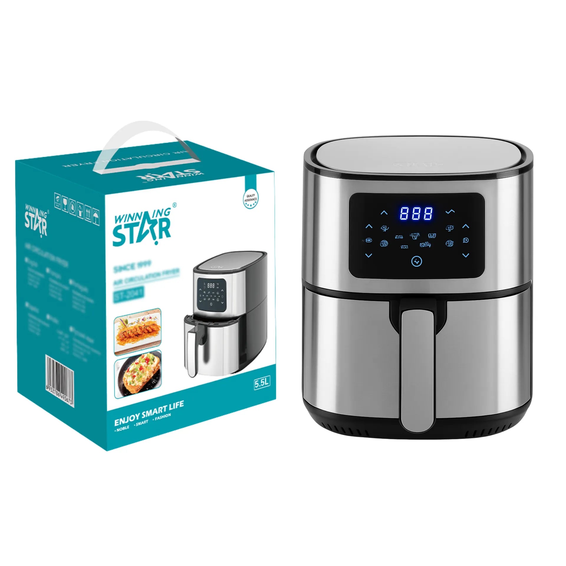 Freidora De Aire Winning Star 5.5L Con Panel Táctil Digital y Sistema De Protección Contra Sobrecalentamiento ST-2041