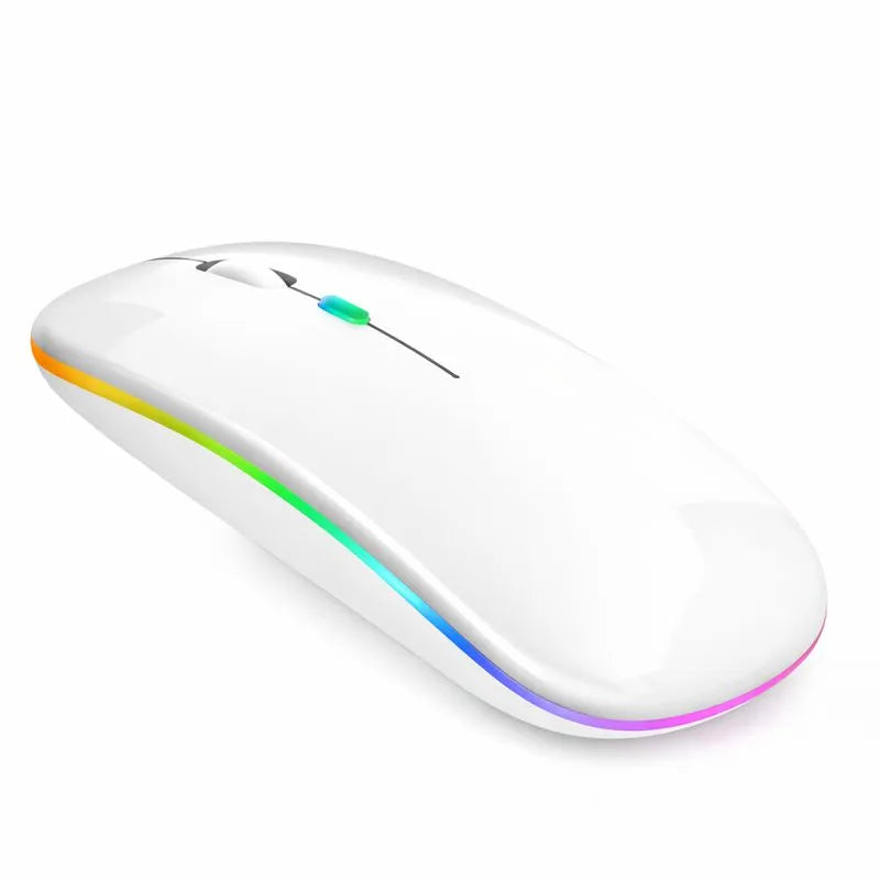Mouse Inalámbrico Recargable Bluetooth Y USB 2.4G Con Luz RGB Jertech JR3