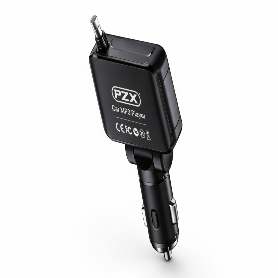 Cargador PZX Para Carro Con Cable Retractil A03