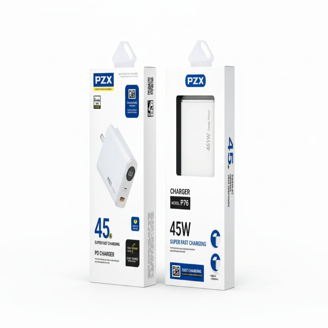Cargador PZX Para Celular De 45w Con Carga Super Rapida P76