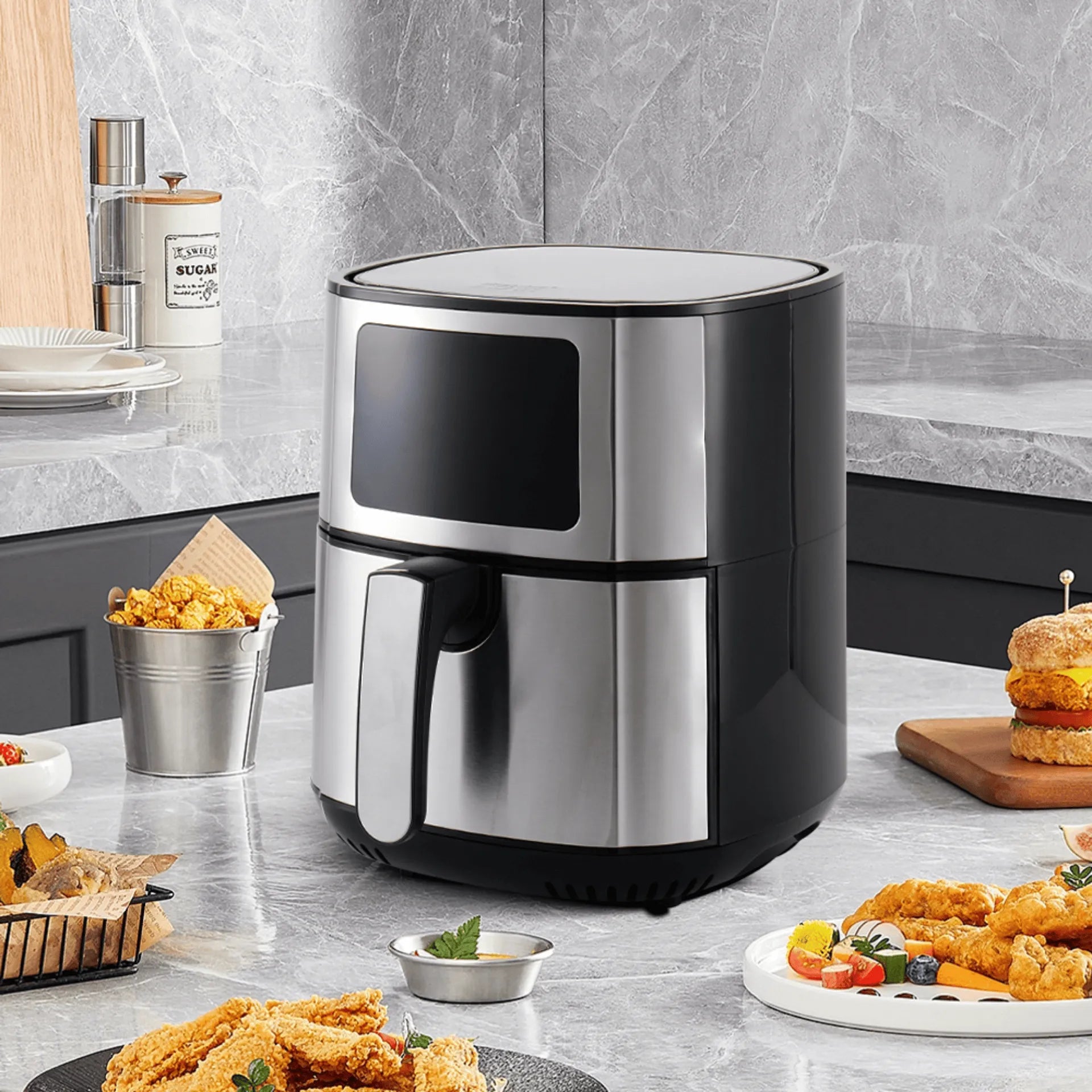Freidora De Aire Winning Star 5.5L Con Panel Táctil Digital y Sistema De Protección Contra Sobrecalentamiento ST-2041