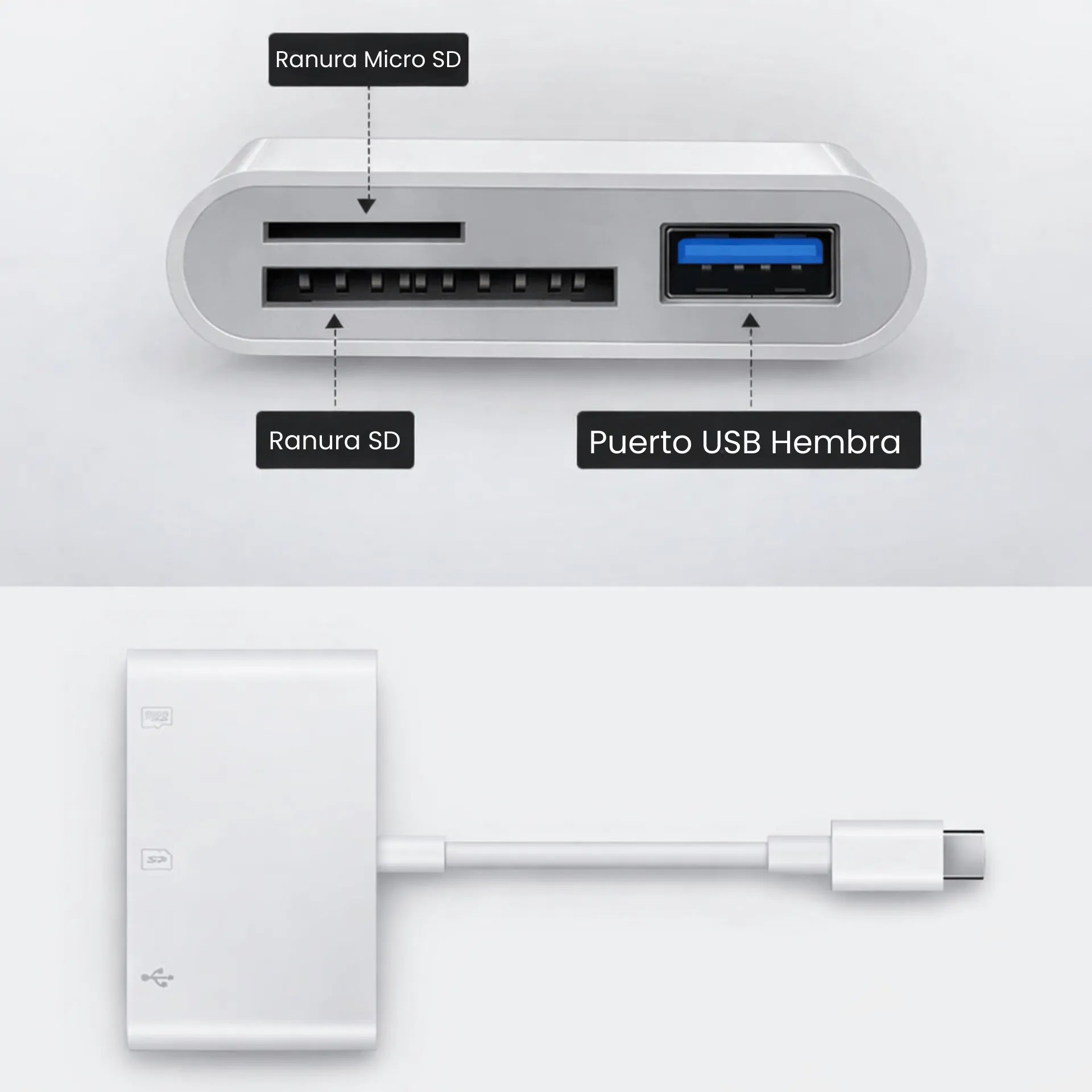 Adaptador Lector De Tarjetas SD TF USB 3 En 1 Entrada Tipo C LJ-55