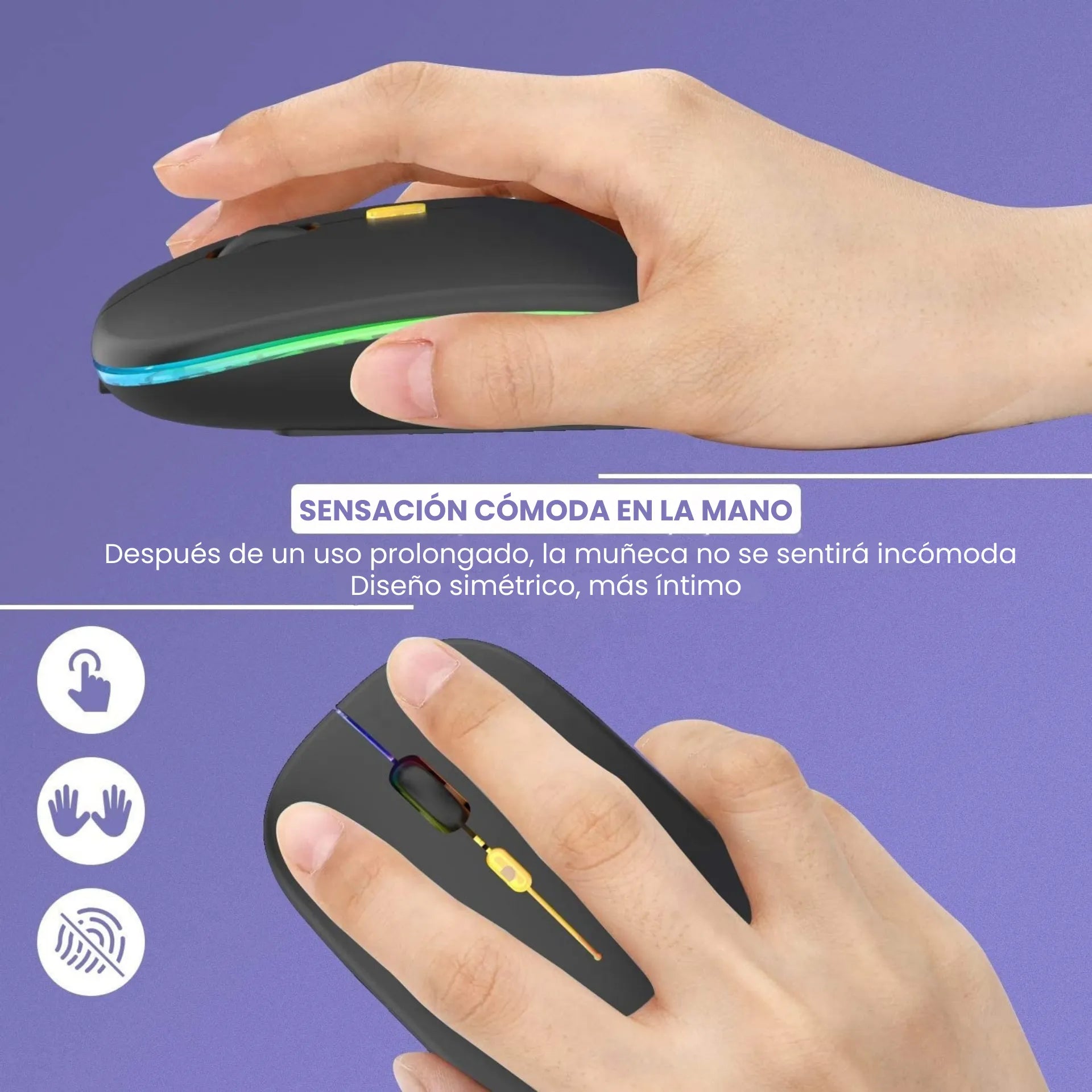 Mouse Inalámbrico Recargable Bluetooth Y USB 2.4G Con Luz RGB Jertech JR3