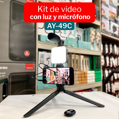 Kit de Video Tripode/Microfono/Luz AY-49C ¡Envio Gratis!