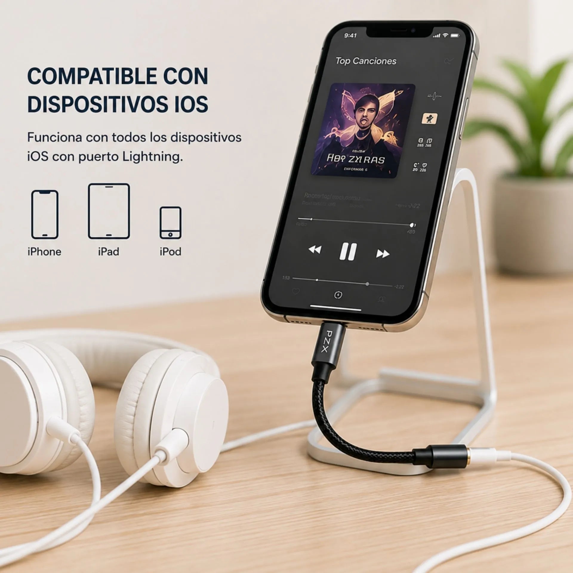 Adaptador De Audio Lightning A Jack 3.5 mm Para iPhone PZX 1506