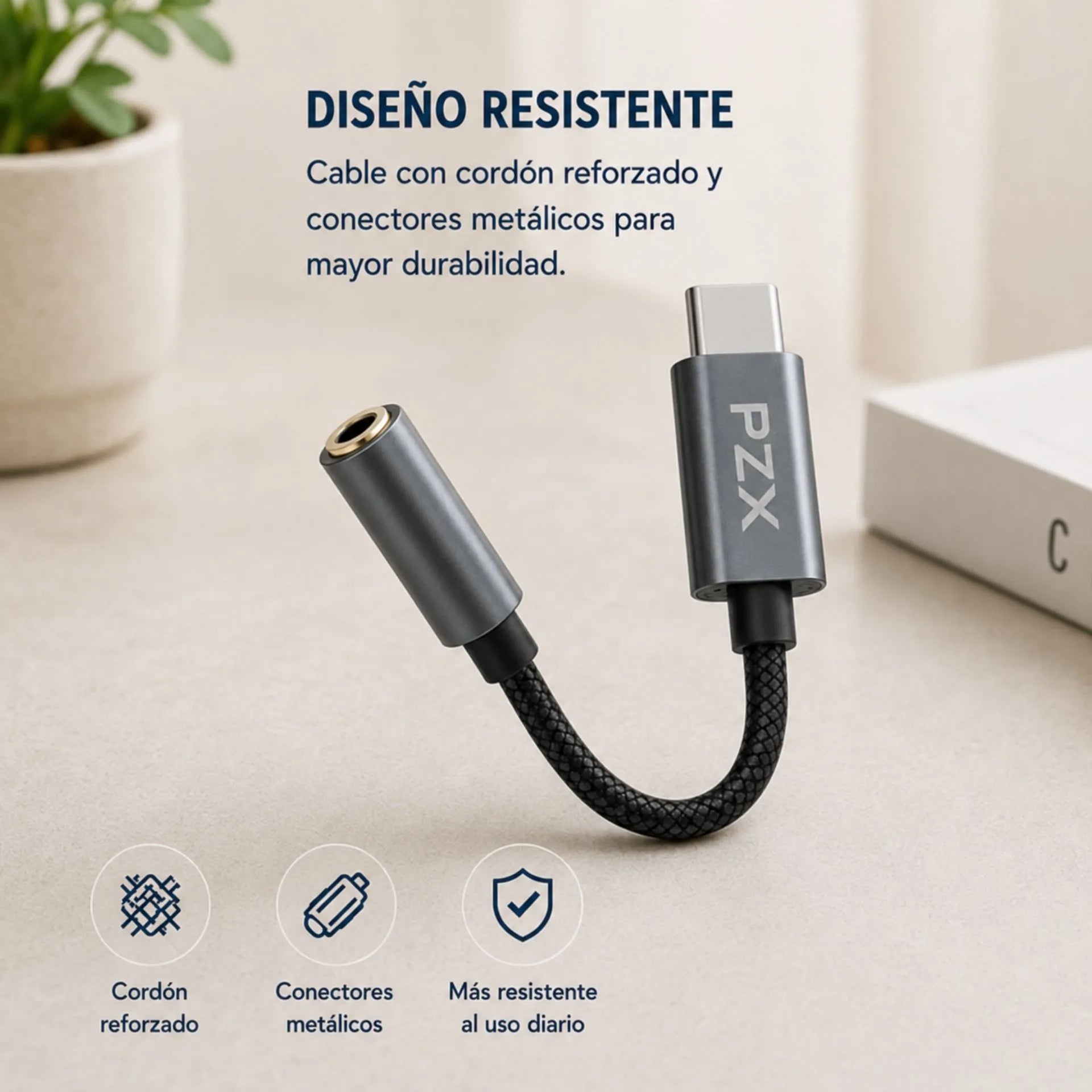Adaptador De Audio Tipo C A Jack 3.5 mm Para Audífonos PZX