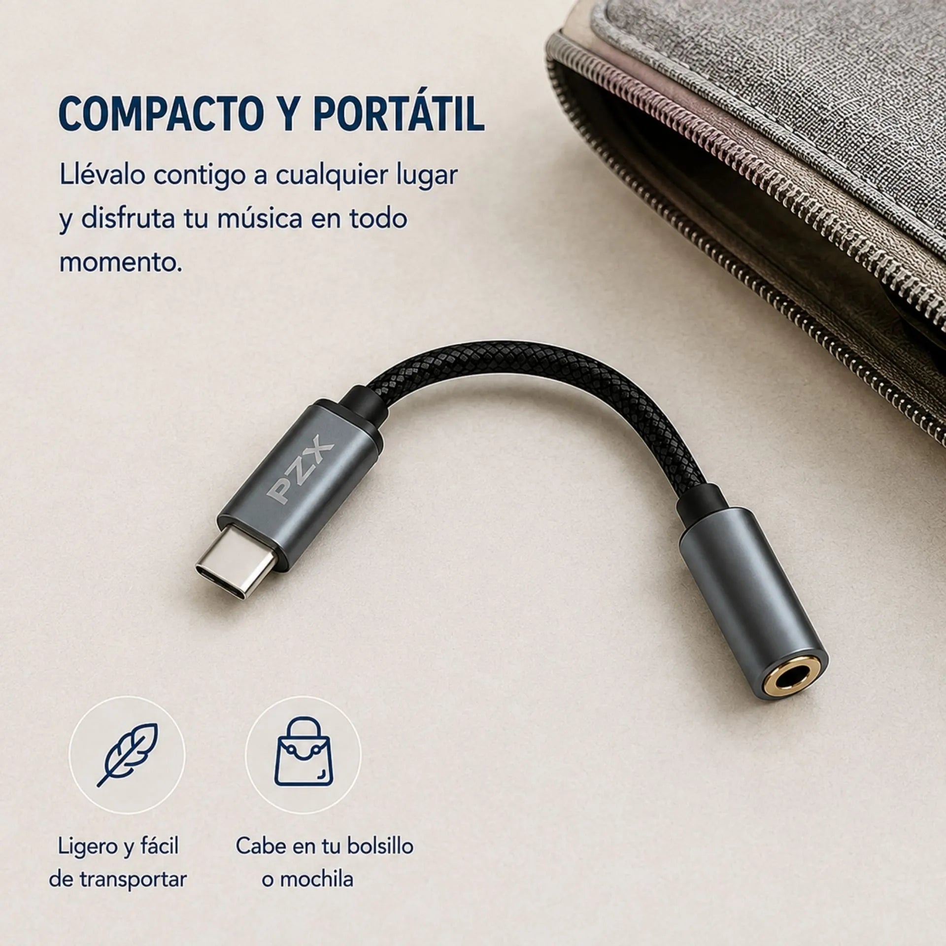 Adaptador De Audio Tipo C A Jack 3.5 mm Para Audífonos PZX