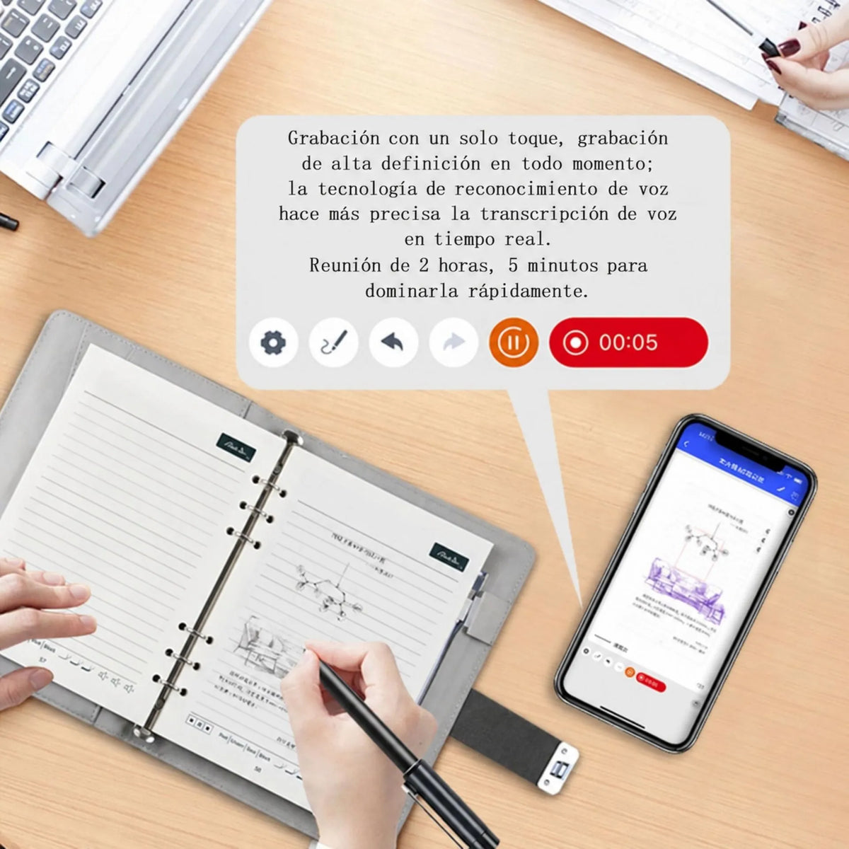 Agenda Inteligente Digital Con Aplicación Bluetooth 5.0 Y Bolígrafo De Escritura A5