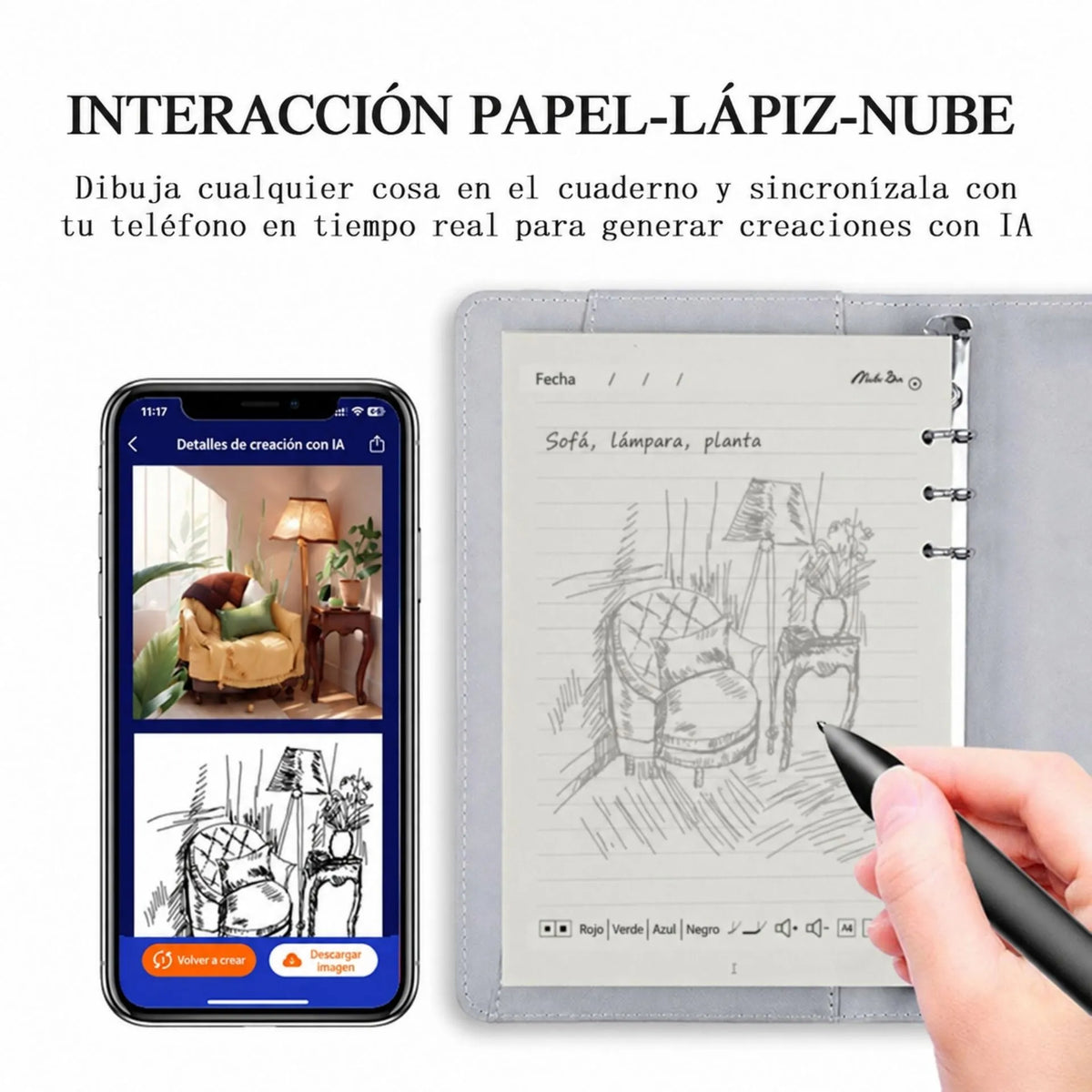 Agenda Inteligente Digital Con Aplicación Bluetooth 5.0 Y Bolígrafo De Escritura A5