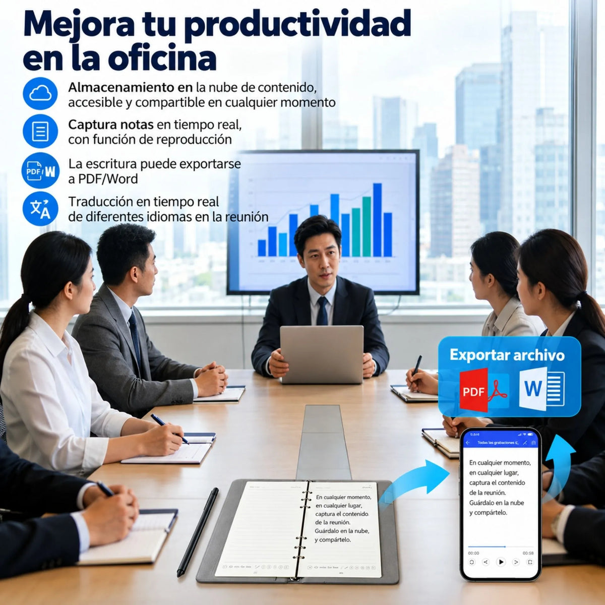 Agenda Inteligente Digital Con Aplicación Bluetooth 5.0 Y Bolígrafo De Escritura A5