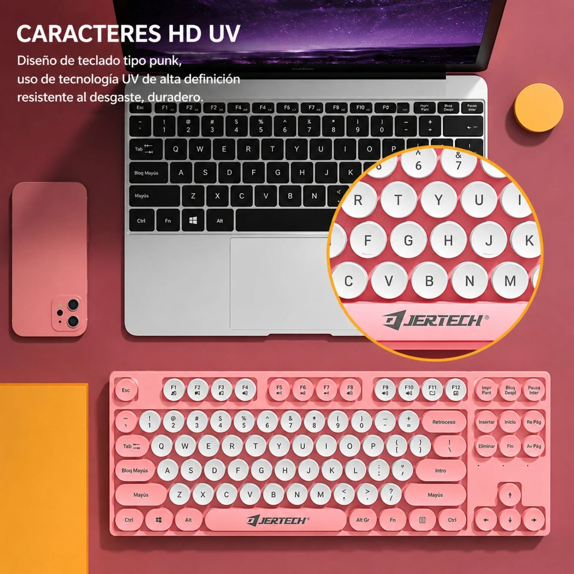 Teclado Alámbrico Retroiluminado QWERTY Jertech DK600