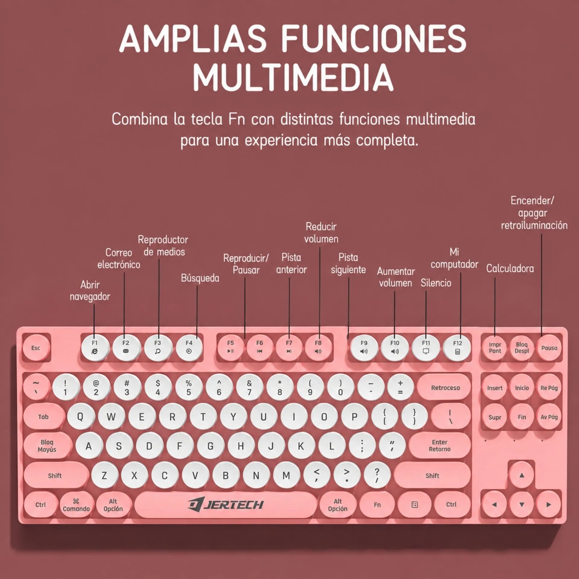 Teclado Alámbrico Retroiluminado QWERTY Jertech DK600