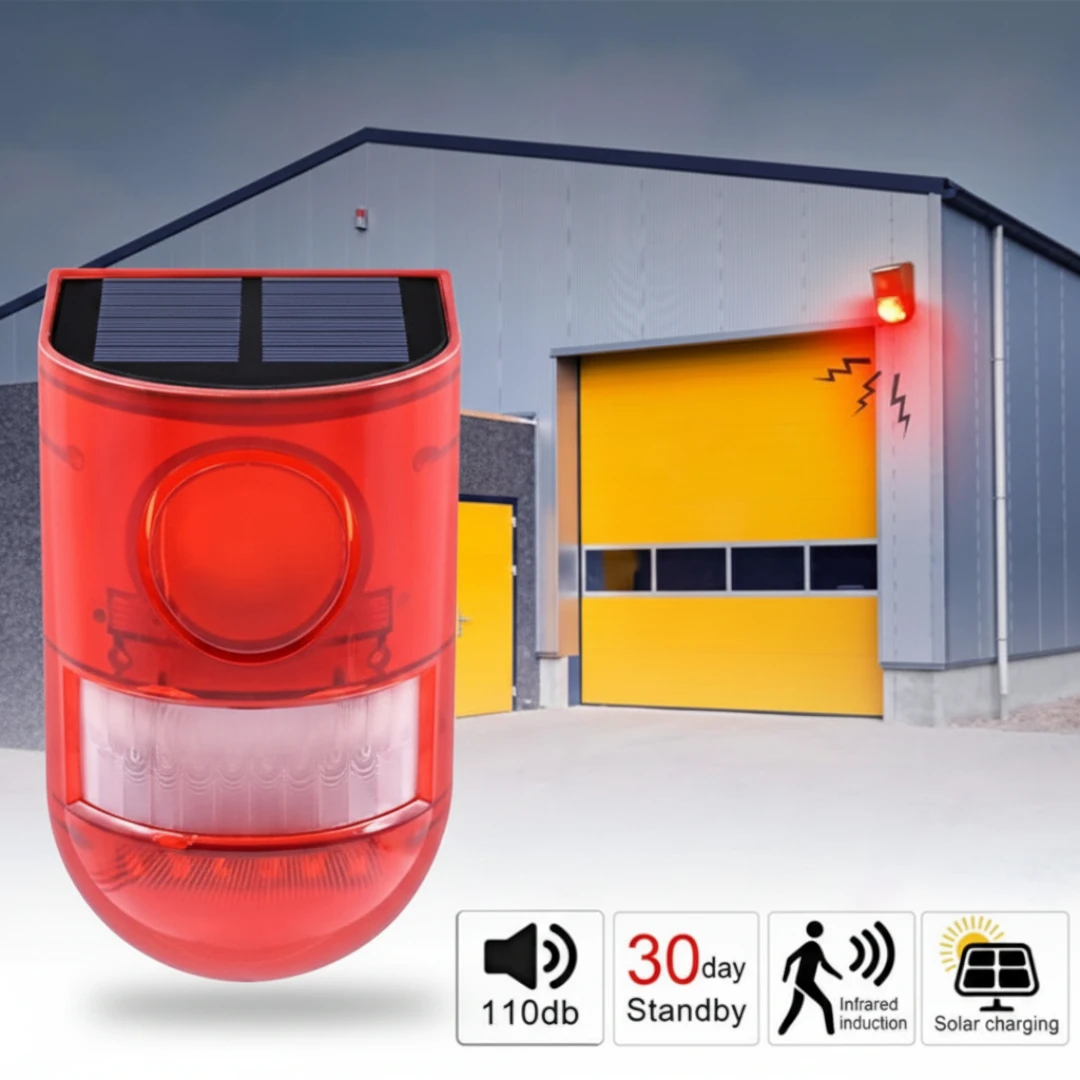Alarma Solar Recargable Con Sensor De Movimiento Sirena 129dB Y Luz LED Resistente IP65 Baihuo City MY-7144