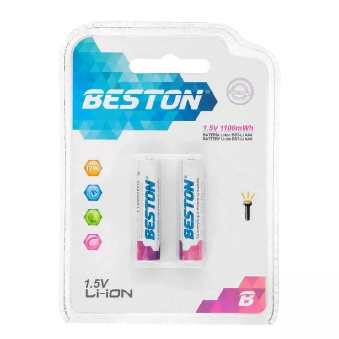 Pilas De Litio Beston Recargable AAA De 1.5v Y 1.100mAh AAA1100MAHX2
