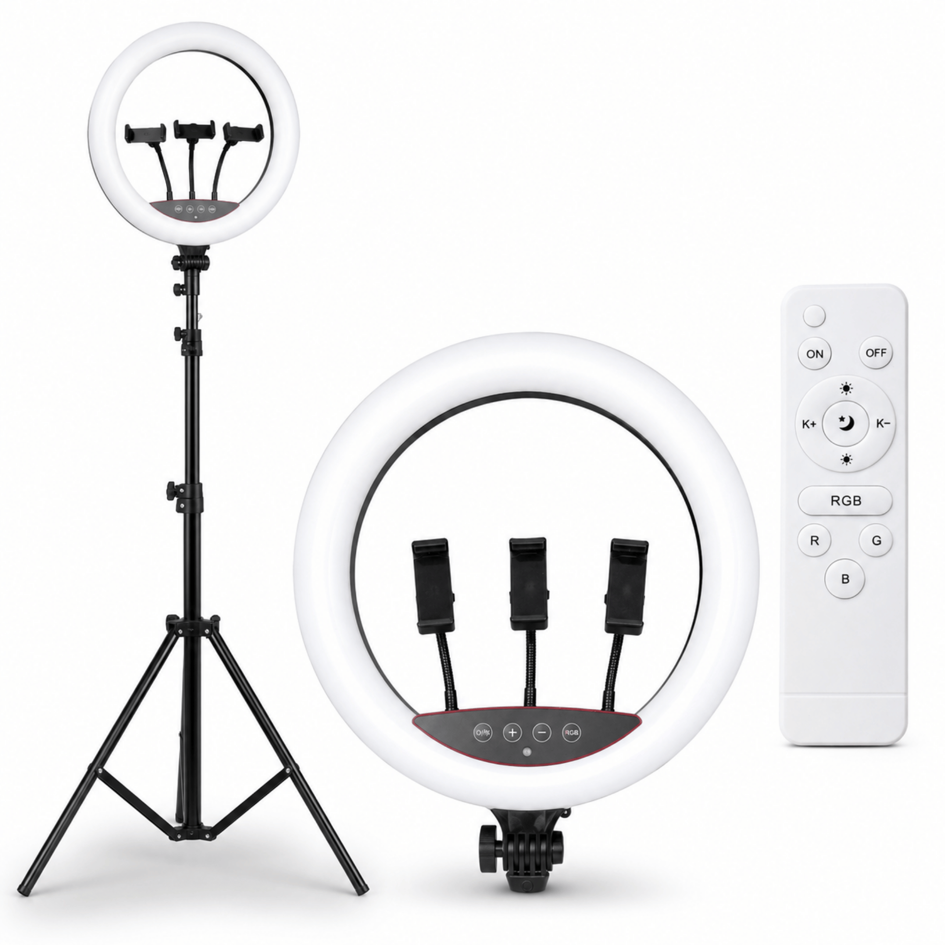 Aro De Luz RGB Profesional 45CM Con Trípode Y 3 Soportes Baihuo City MY-7183