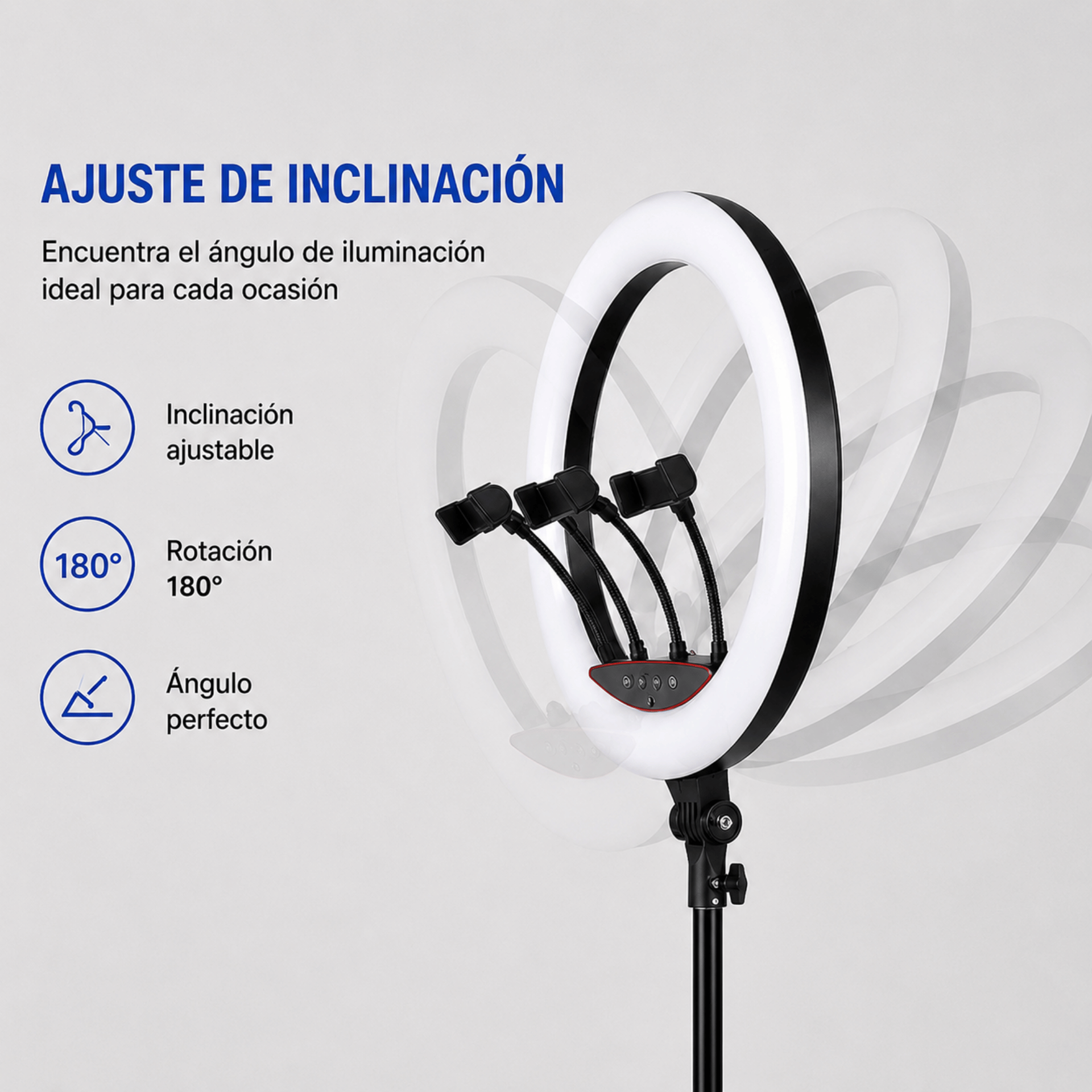 Aro De Luz RGB Profesional 45CM Con Trípode Y 3 Soportes Baihuo City MY-7183