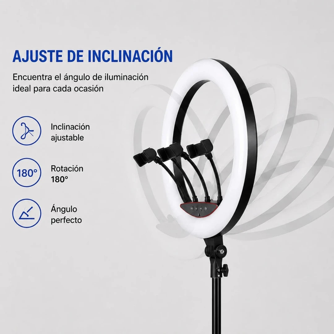 Aro De Luz RGB Profesional 45CM Con Trípode Y 3 Soportes Baihuo City MY-7183