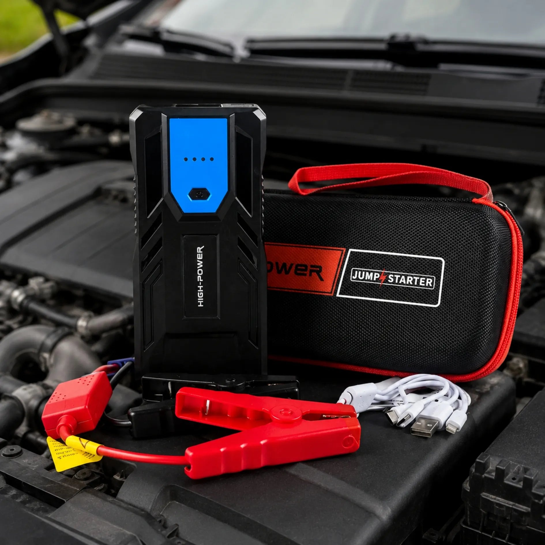 Arrancador De Baterías Portátil 12V Con Power Bank Y Linterna M33
