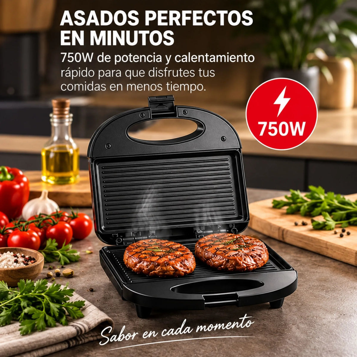 Asador Grill Eléctrico 750W Con Placas Antiadherentes Y Calentamiento Rápido Sokany SK-116