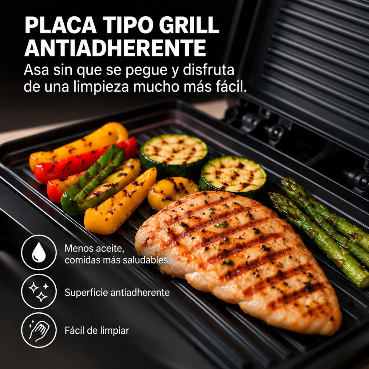 Asador Grill Eléctrico 750W Con Placas Antiadherentes Y Calentamiento Rápido Sokany SK-116