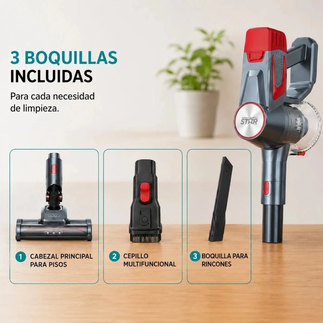 Aspiradora Inalámbrica Portátil Winning Star 140W Con 3 Boquillas ST-5043