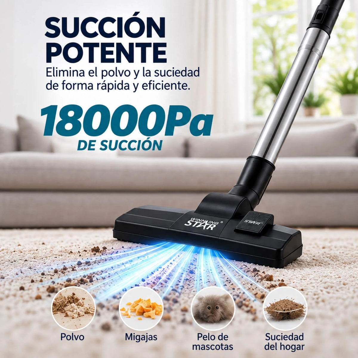 Aspiradora De Trineo 1000W Con Succión De 18000Pa Y Depósito De 3L Winning Star ST-2251 B2B