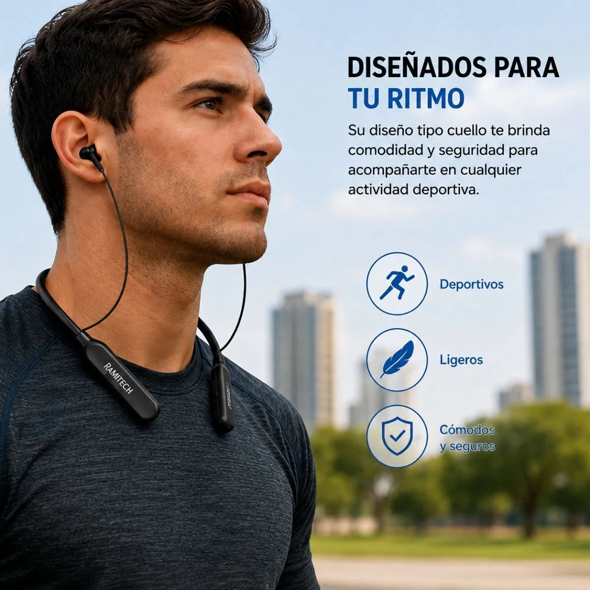 Audífonos Deportivos Inalámbricos Bluetooth 5.0 Con Súper Bajo Ramitech RAM-KL02