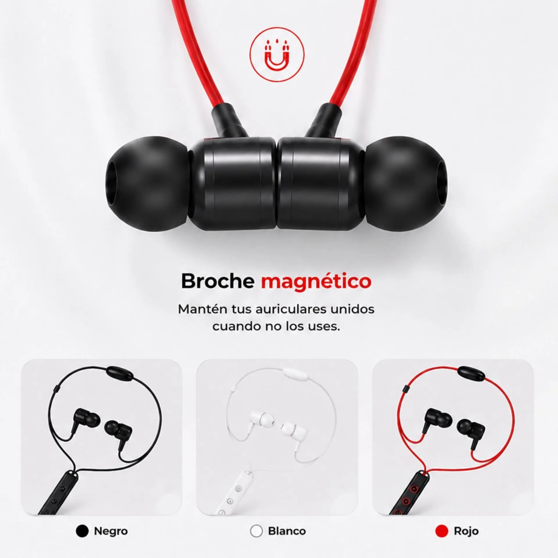 Audífonos Cuellera Inalámbricos Bluetooth Con Broche Magnético SGS-333