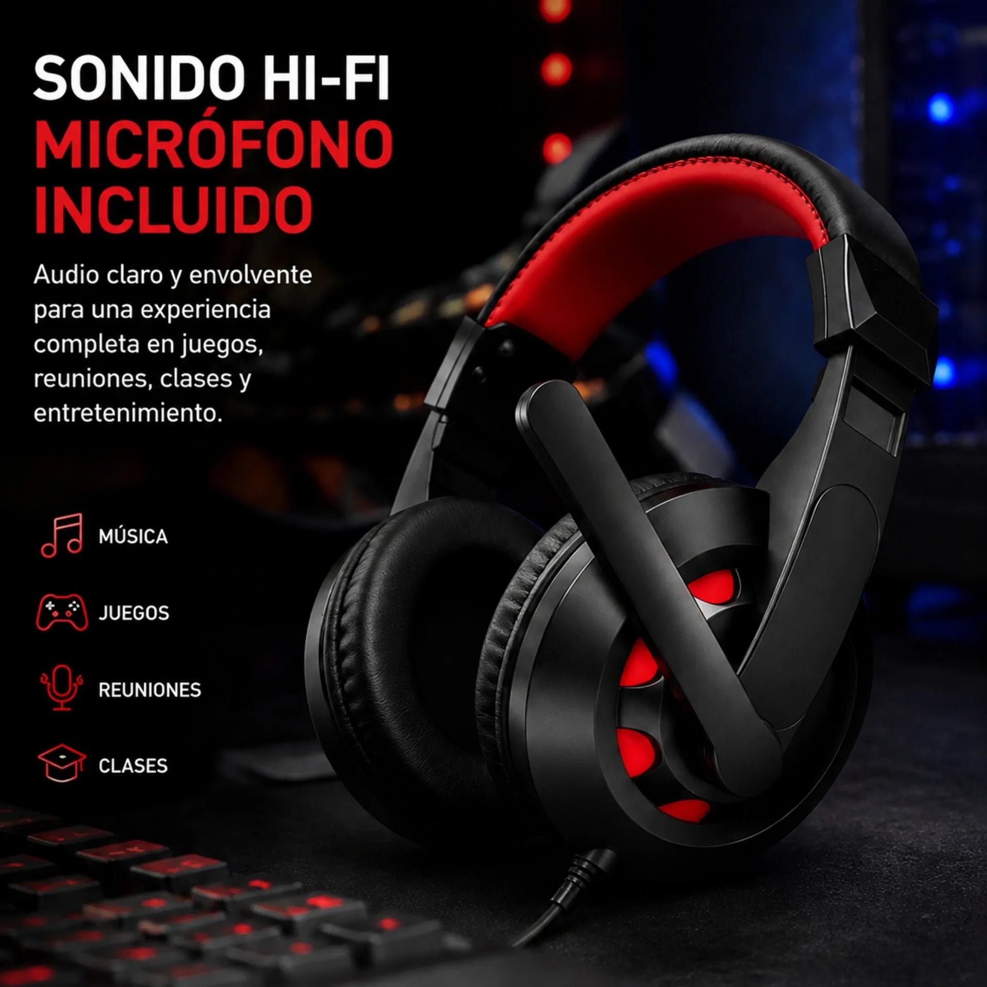 Audífonos Diadema Para PC Alámbrica Con Micrófono RAMITECH RAM-A65