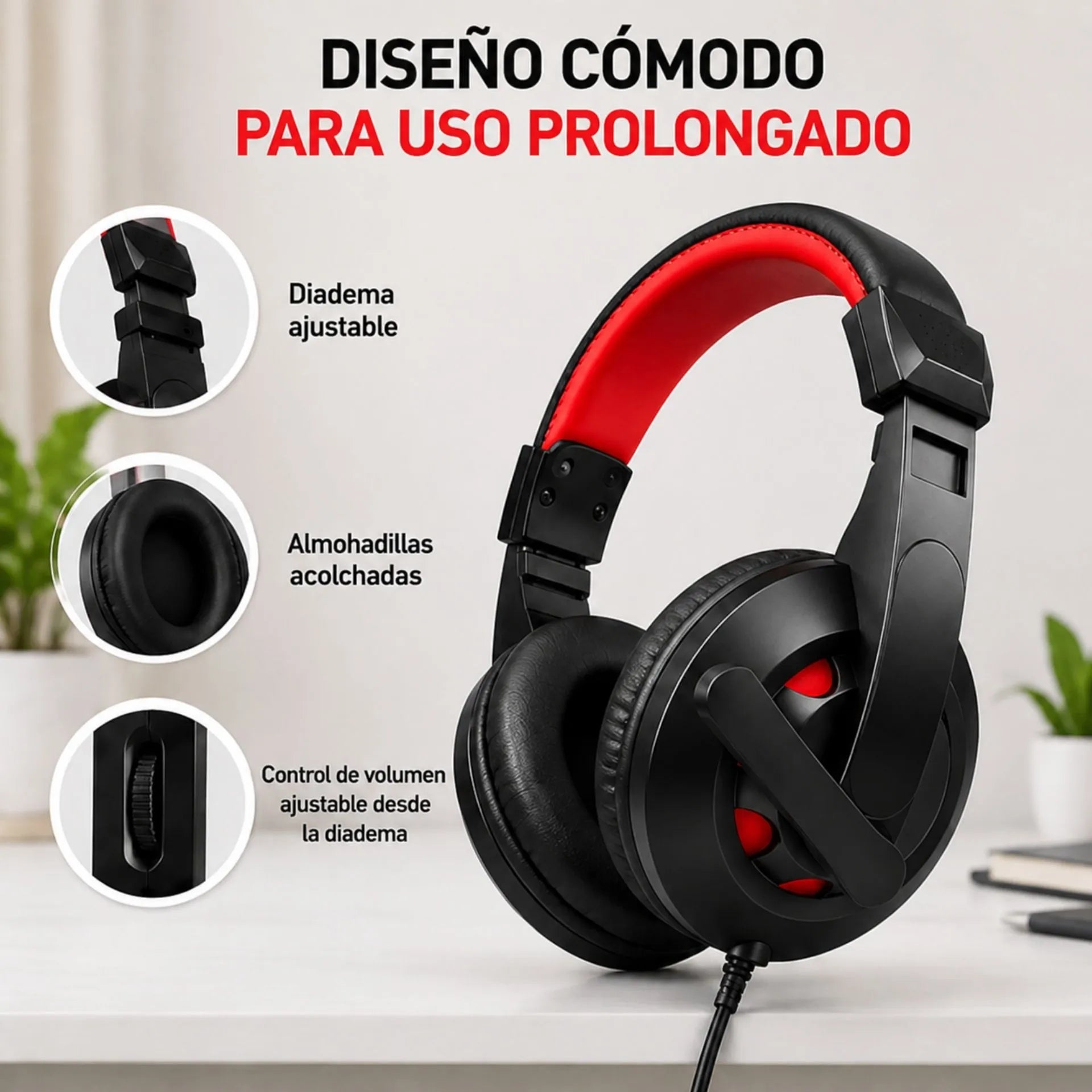 Audífonos Diadema Para PC Alámbrica Con Micrófono RAMITECH RAM-A65
