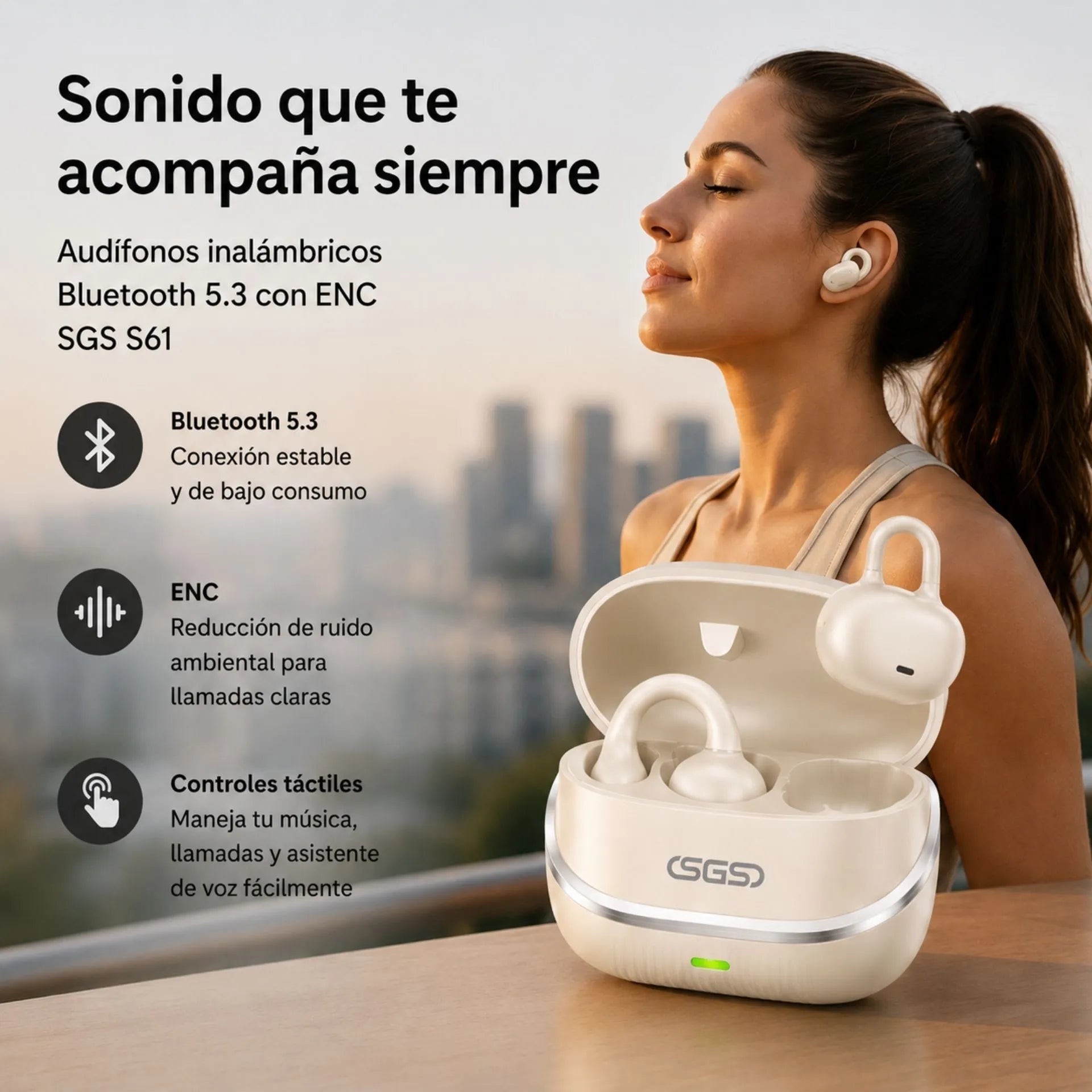 Audífonos Inalámbricos Bluetooth 5.3 Con ENC Y Estuche De Carga SGS S61