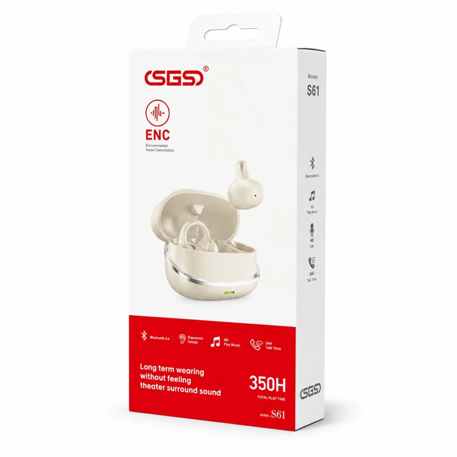 Audífonos Inalámbricos Bluetooth 5.3 Con ENC Y Estuche De Carga SGS S61