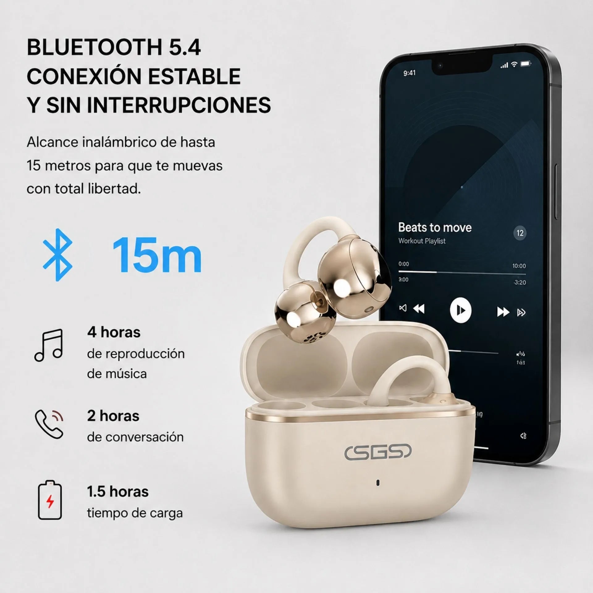 Audífonos Deportivos Inalámbricos Bluetooth 5.4 Con Estuche De Carga SGS S76 B2B