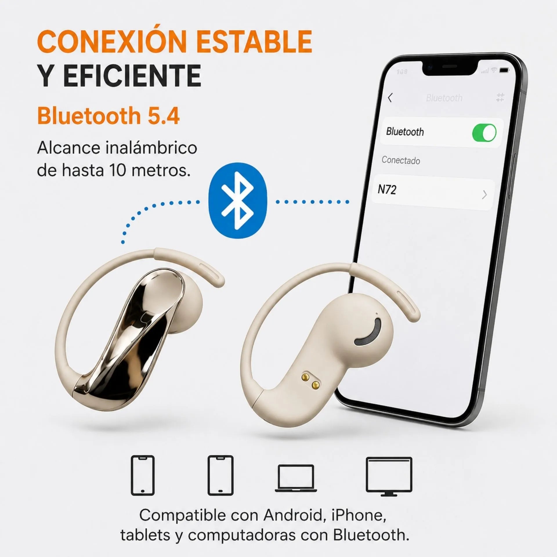 Audífonos Inalámbricos Bluetooth 5.4 Hi-Fi Control Touch N72