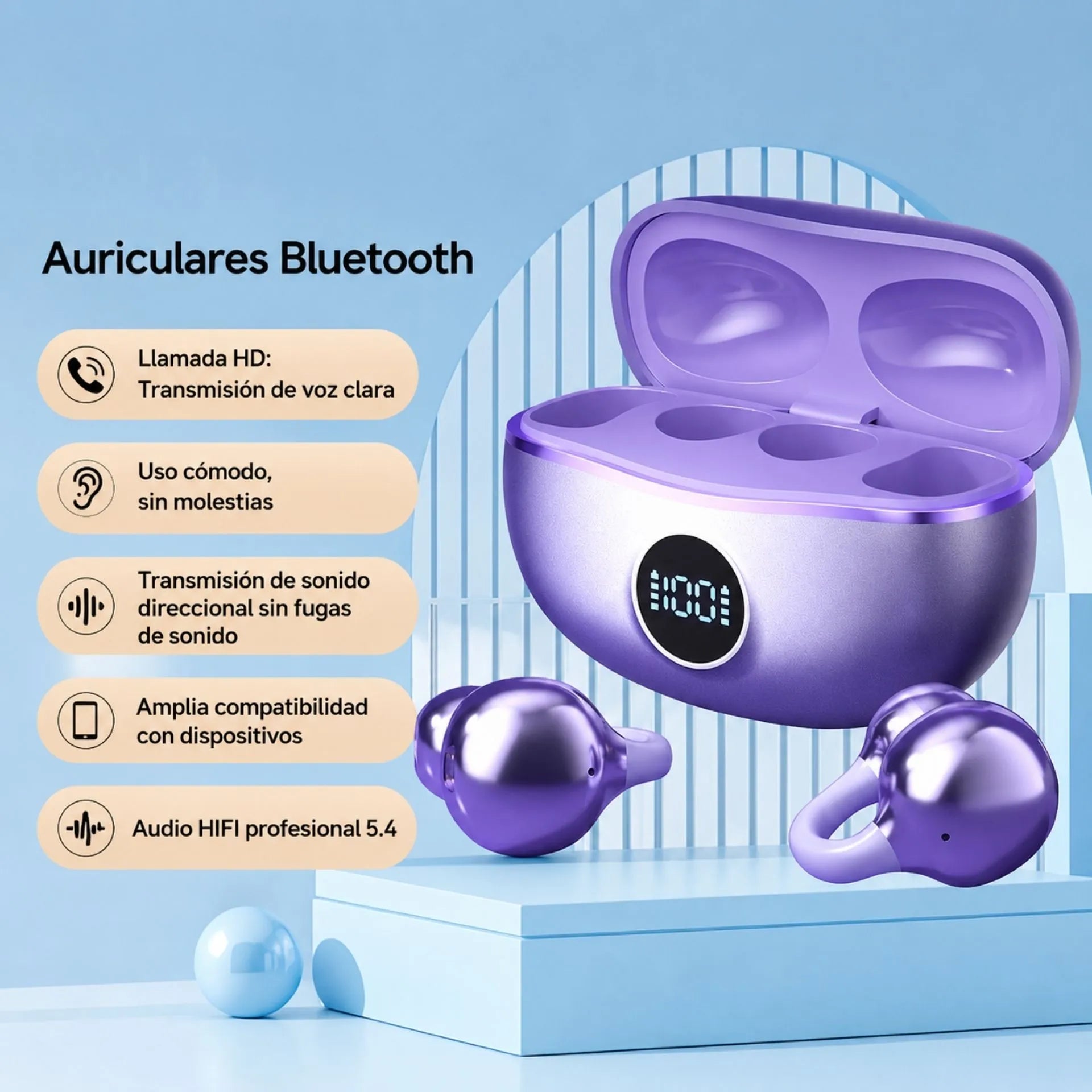 Audífonos Bluetooth Inalámbricos Con Pantalla Digital Y Estuche De Carga S88
