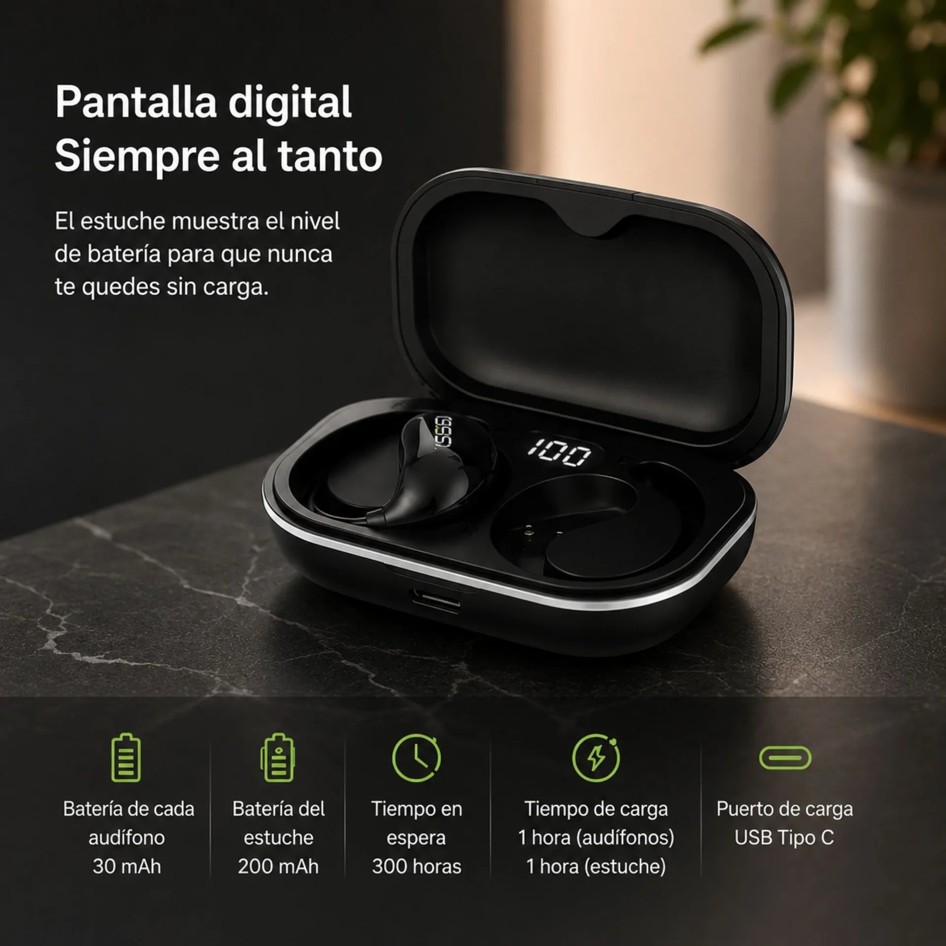 Audífonos Deportivos Inalámbricos Bluetooth 5.3 Con Pantalla Digital SGS S57