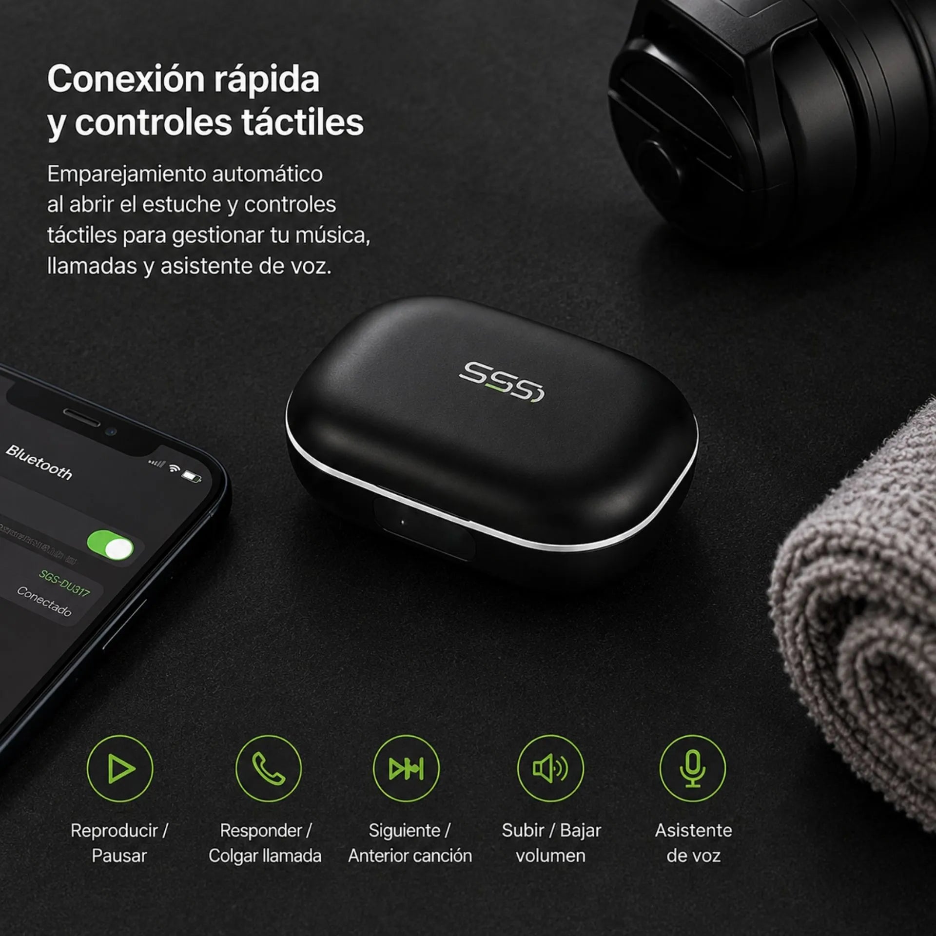 Audífonos Deportivos Inalámbricos Bluetooth 5.3 Con Pantalla Digital SGS S57