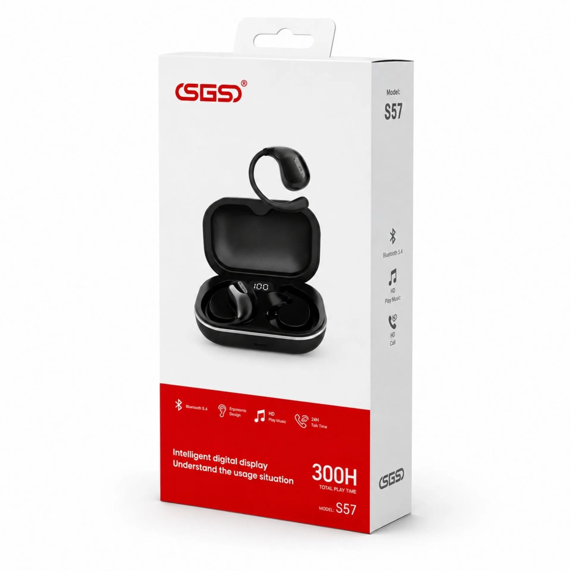 Audífonos Deportivos Inalámbricos Bluetooth 5.3 Con Pantalla Digital SGS S57