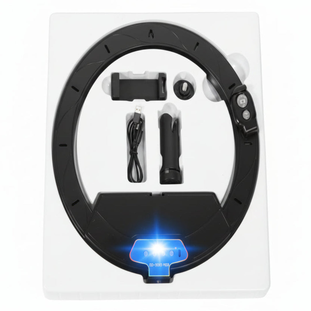 Aro De Luz De Con Soporte Para Ceular y Tripode De Mesa BD-300 RGB