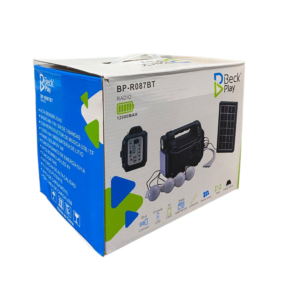 Parlante Planta Solar Recargable 4 Bombillos  Beck Play BP-PL087S B2B DESTAPE!