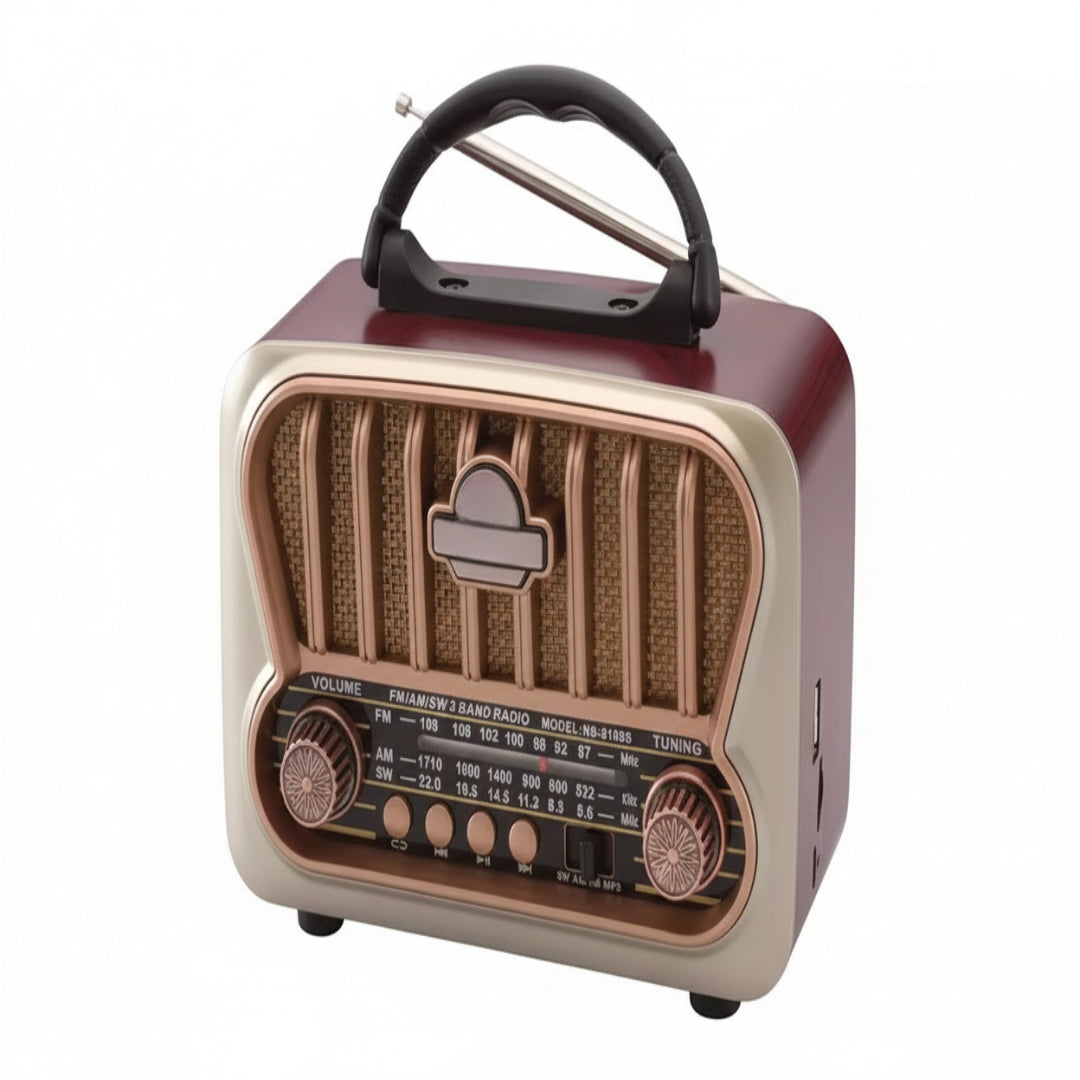 Radio Beck Play Estlo Vintage De 3 bandas AM/FM/SW Con Potencia De 5w BP-RV104BT