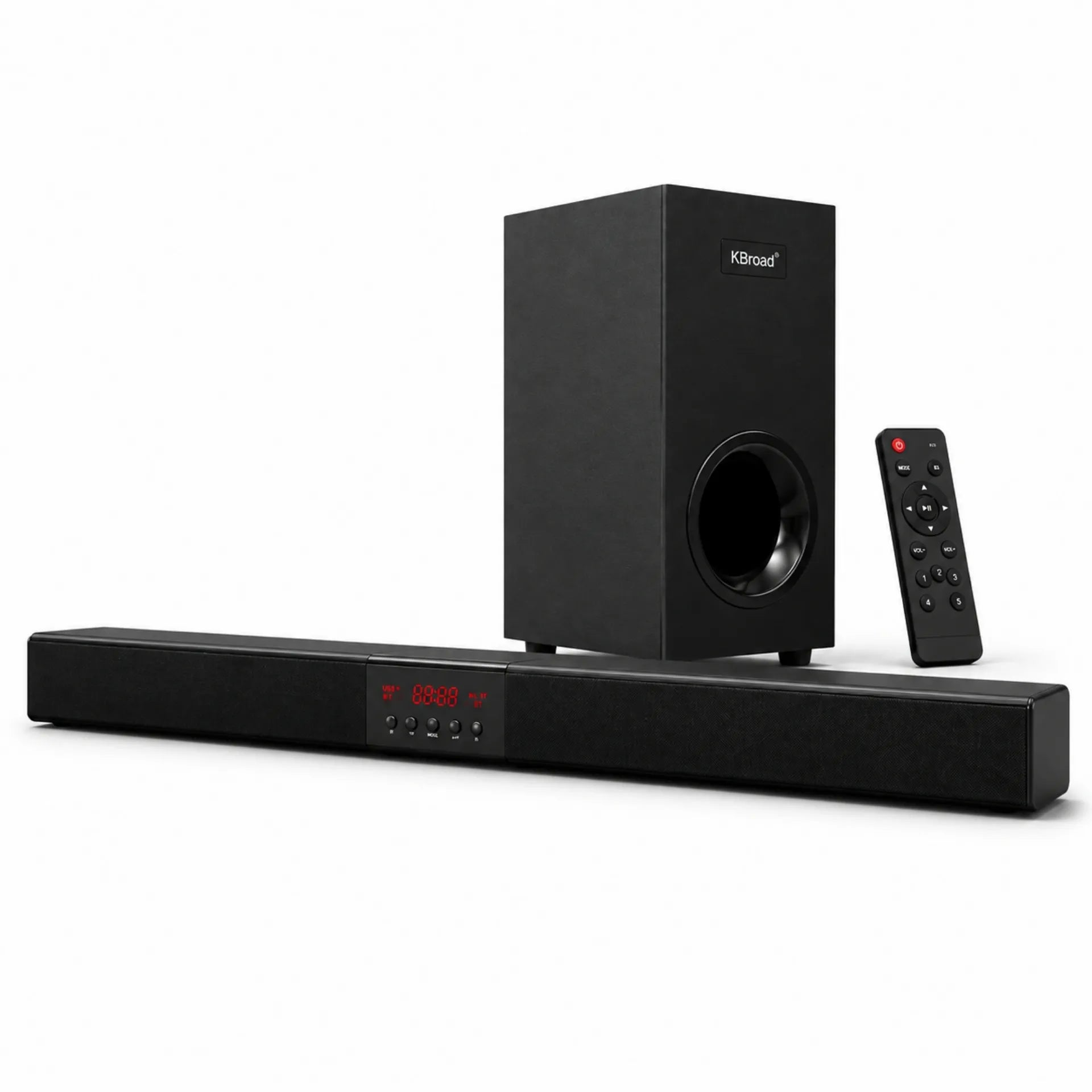 Barra De Sonido KBroad 60W Con Subwoofer Bluetooth USB Y Radio FM KTS-2035