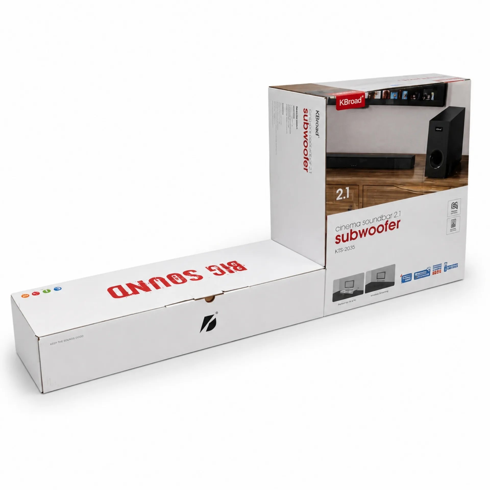 Barra De Sonido KBroad 60W Con Subwoofer Bluetooth USB Y Radio FM KTS-2035