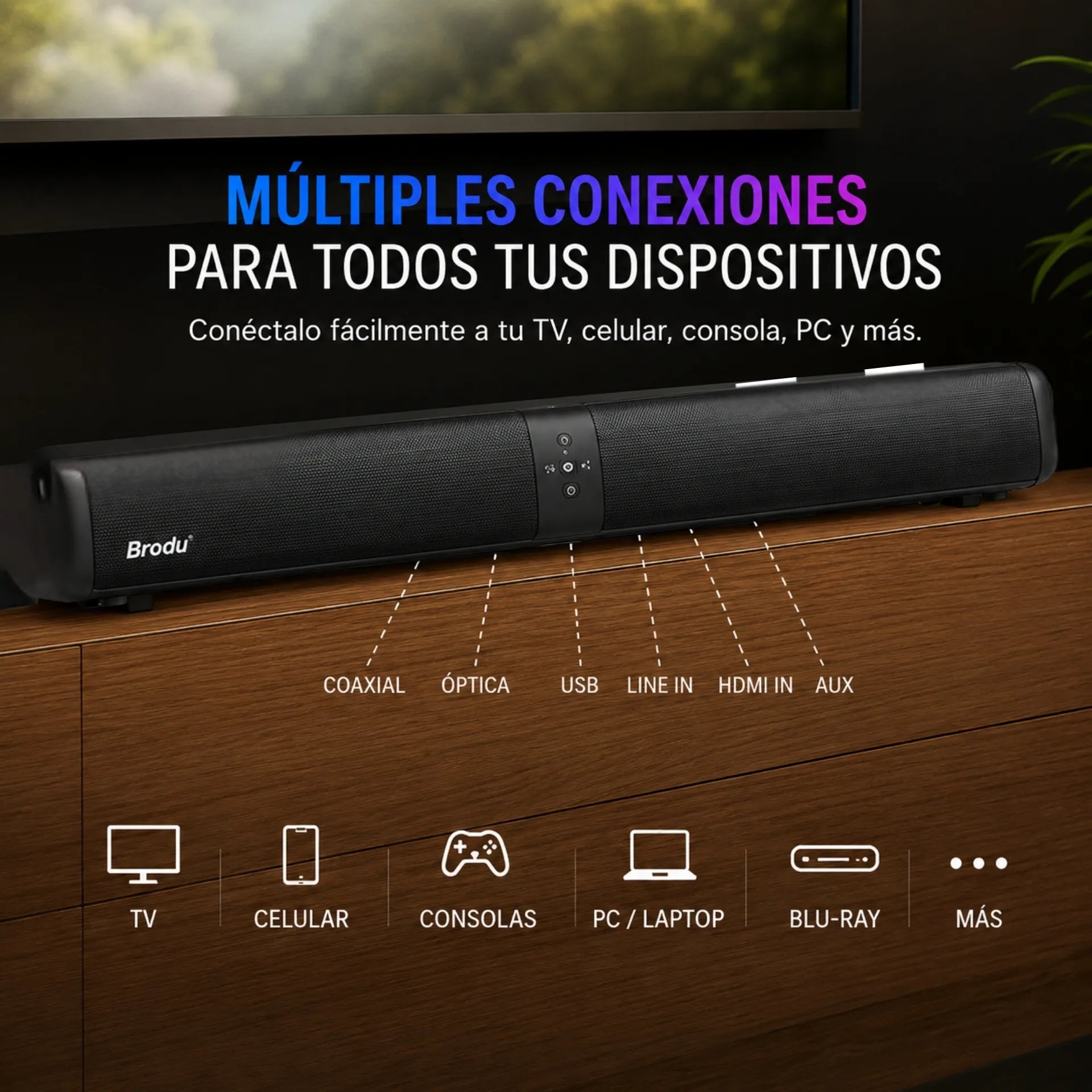 Barra De Sonido Bluetooth Con Subwoofer Y Barra De Sonido 95W Brodu BTS-2001