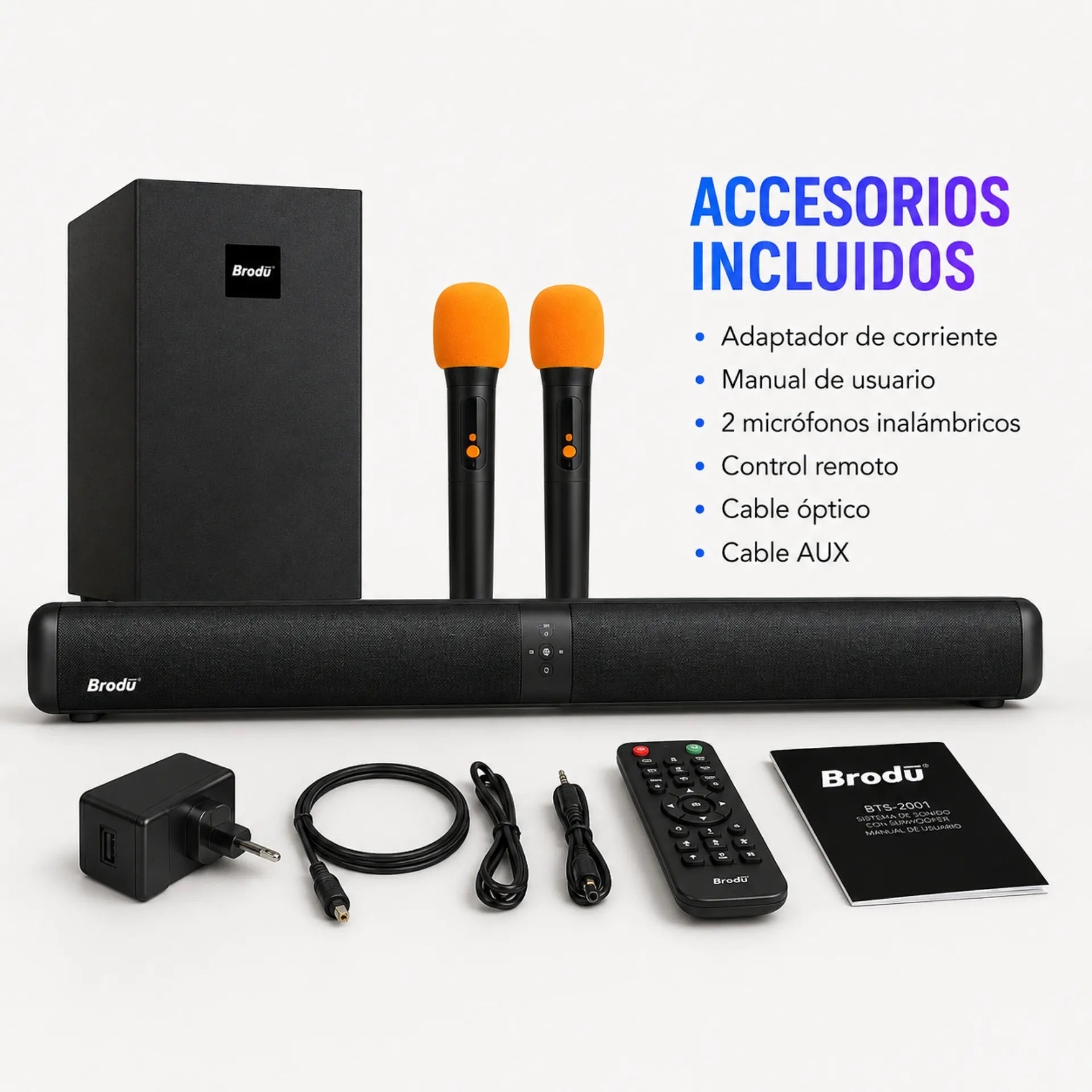 Barra De Sonido Bluetooth Con Subwoofer Y Barra De Sonido 95W Brodu BTS-2001